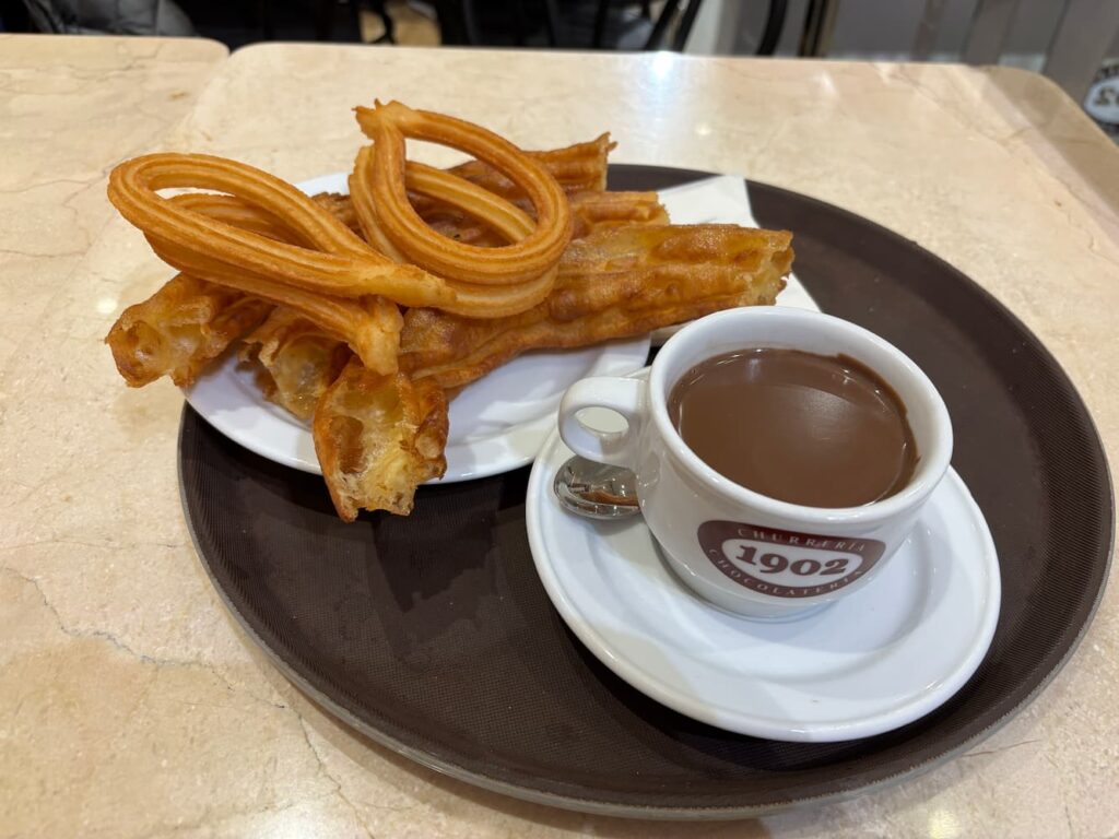 porras e churros con cioccolata